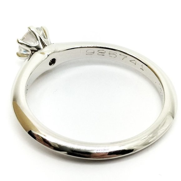 AUTH Tiffany and Co. Ring Solitaire Diamond VVS2 0.34ct Platinum Gold Ring 5 3/4 - Picture 9 of 9